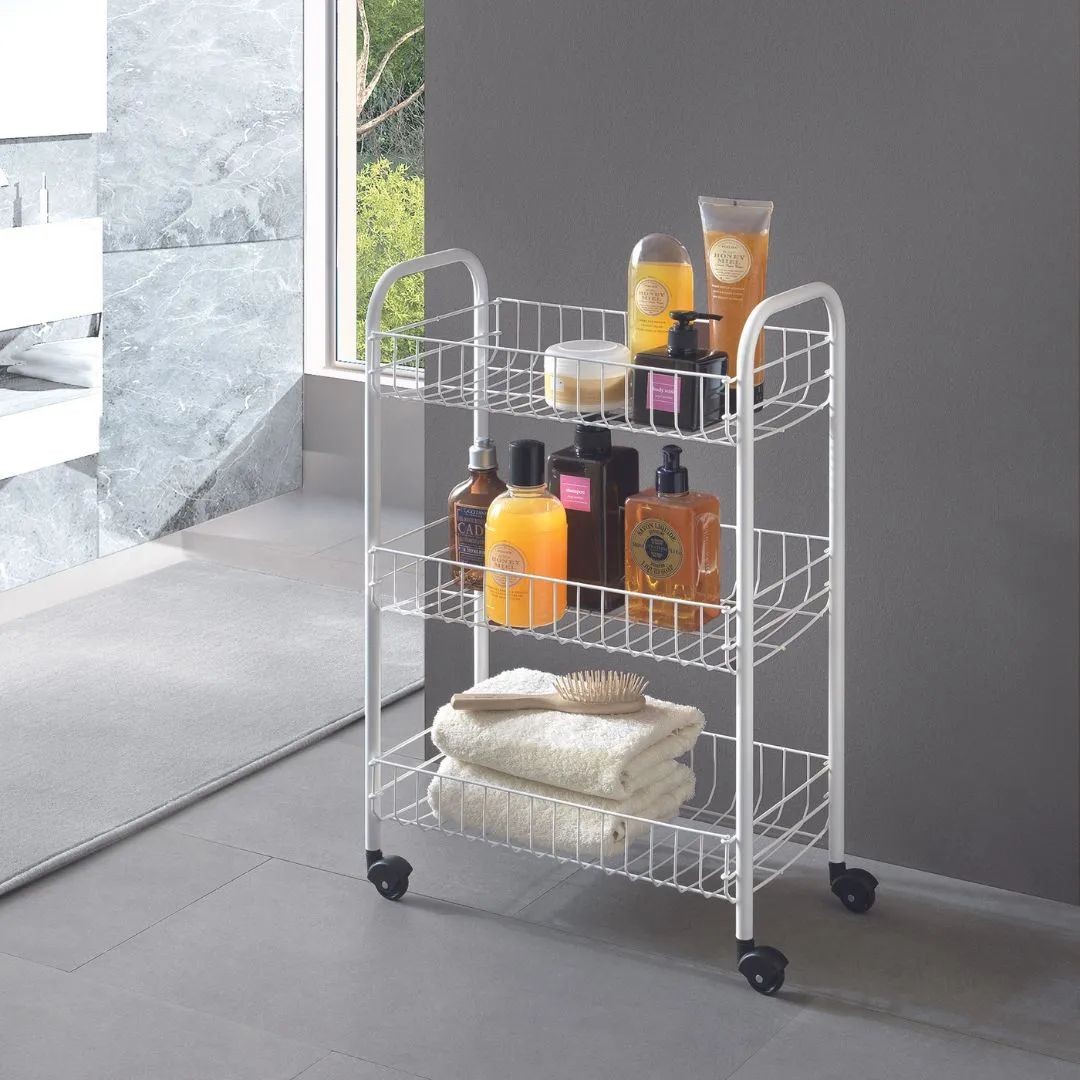 Siena Rolling Cart White 3 Tier