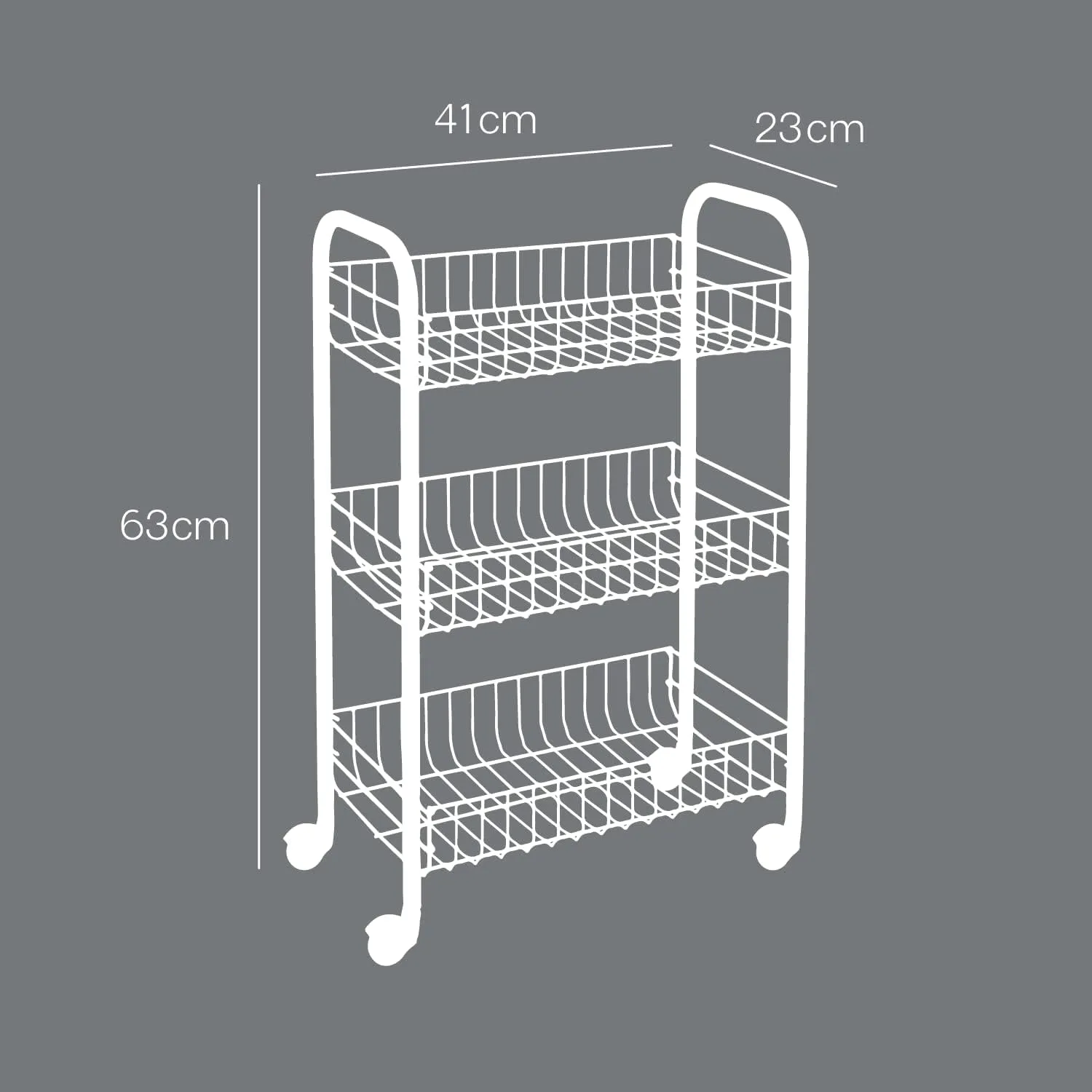 Siena Rolling Cart White 3 Tier