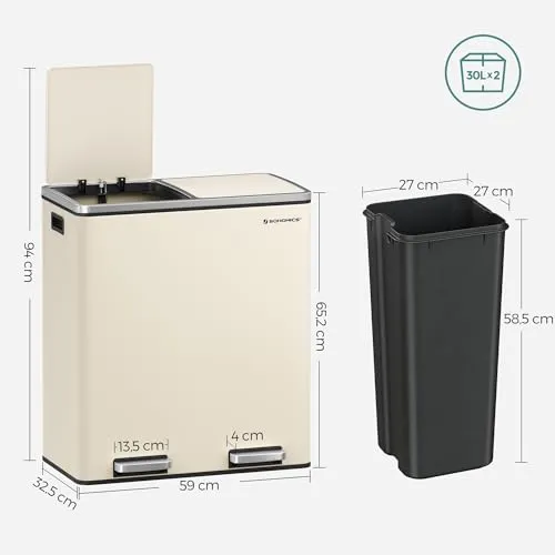 SONGMICS Dual Rubbish Bin Recycling Bin (New)
