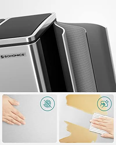 SONGMICS Recycling Bin Steel Rubbish Bin, Step Bin (New)