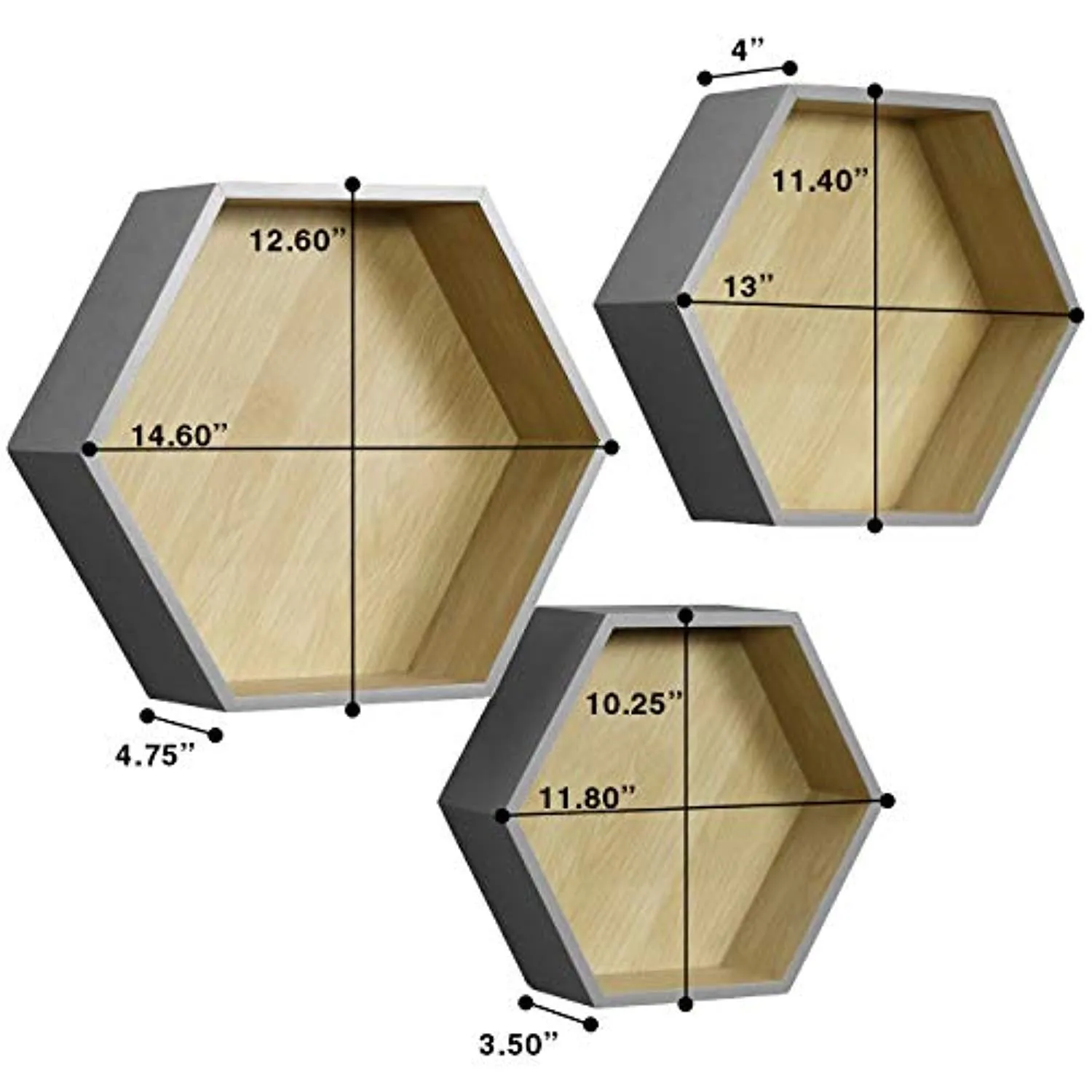 Sorbus Floating Shelf Hexagon Set — Honeycomb Wall Mounted Shelves