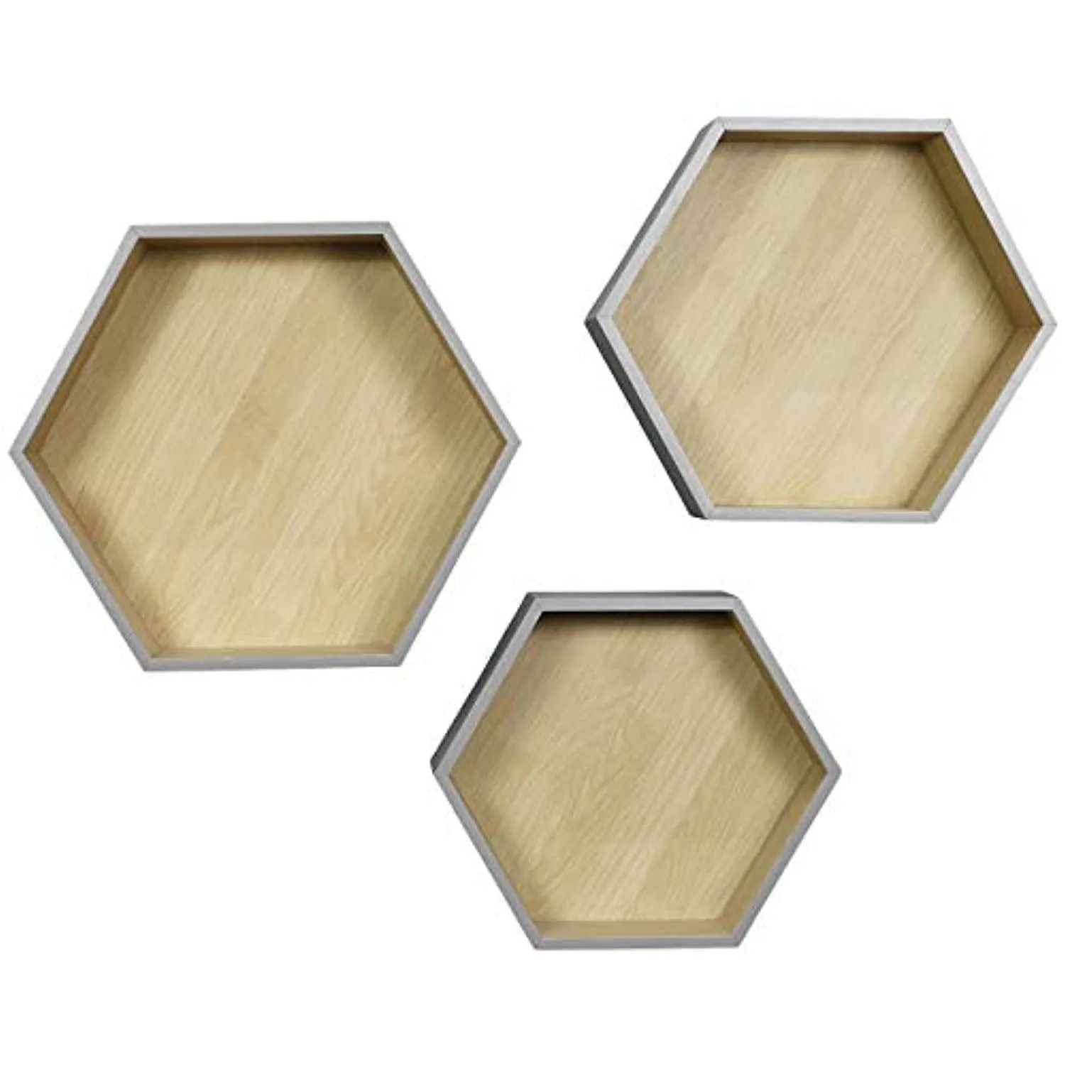 Sorbus Floating Shelf Hexagon Set — Honeycomb Wall Mounted Shelves