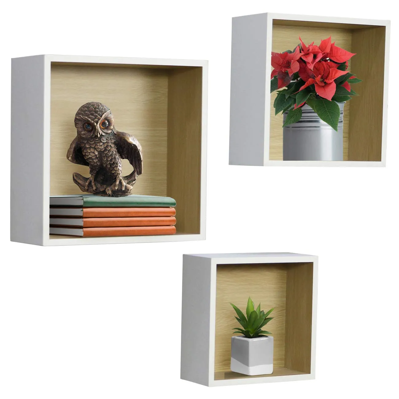 Sorbus Floating Shelf Hexagon Set — Honeycomb Wall Mounted Shelves