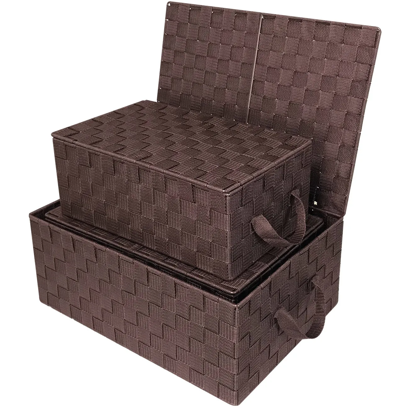 Storage Woven Basket with Lid (3 Pack)