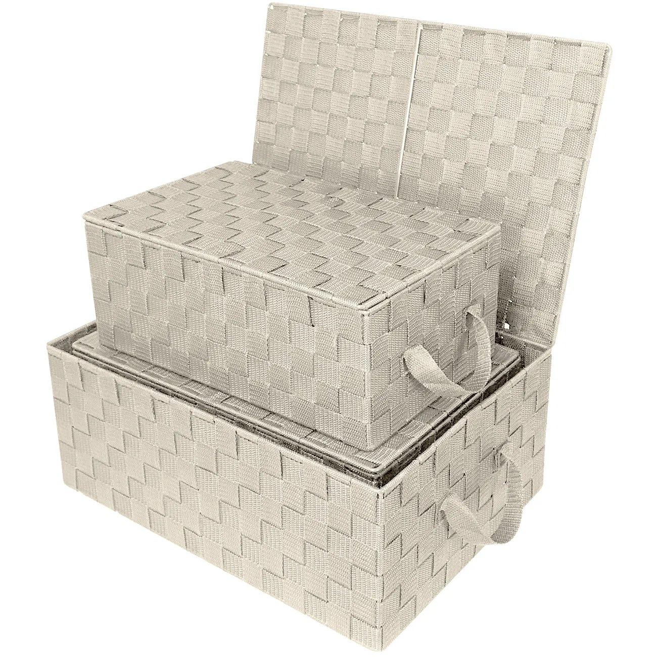 Storage Woven Basket with Lid (3 Pack)