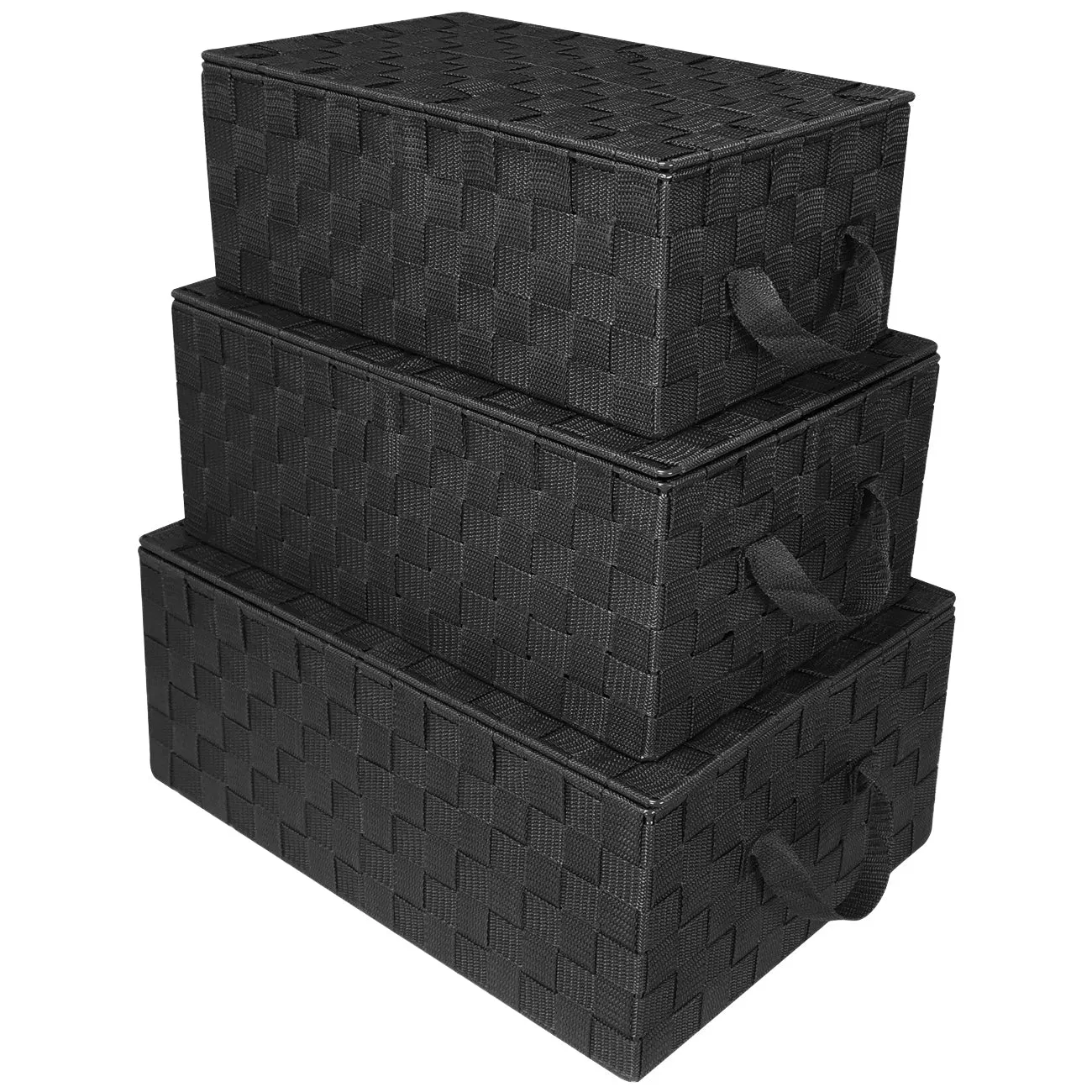 Storage Woven Basket with Lid (3 Pack)