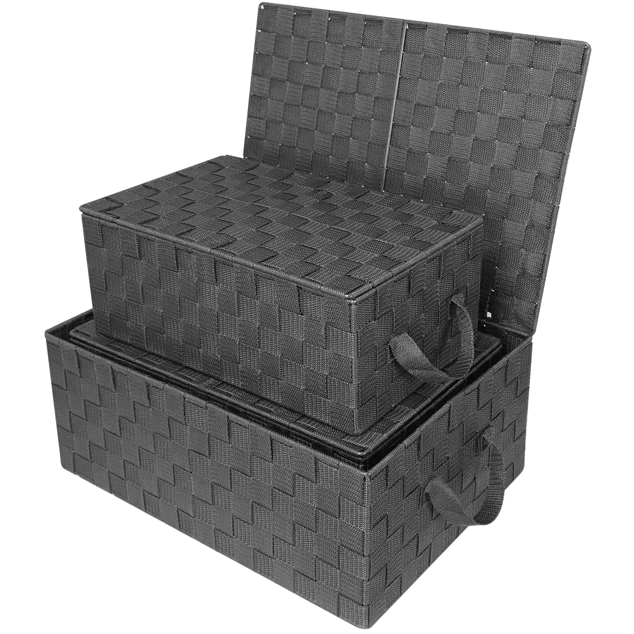 Storage Woven Basket with Lid (3 Pack)