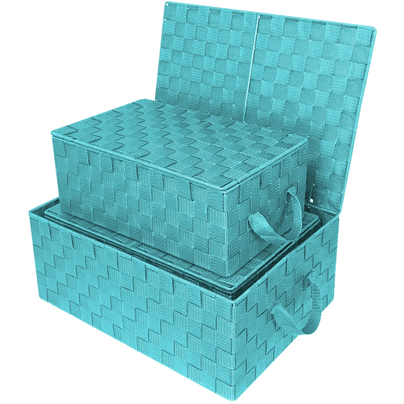 Storage Woven Basket with Lid (3 Pack)