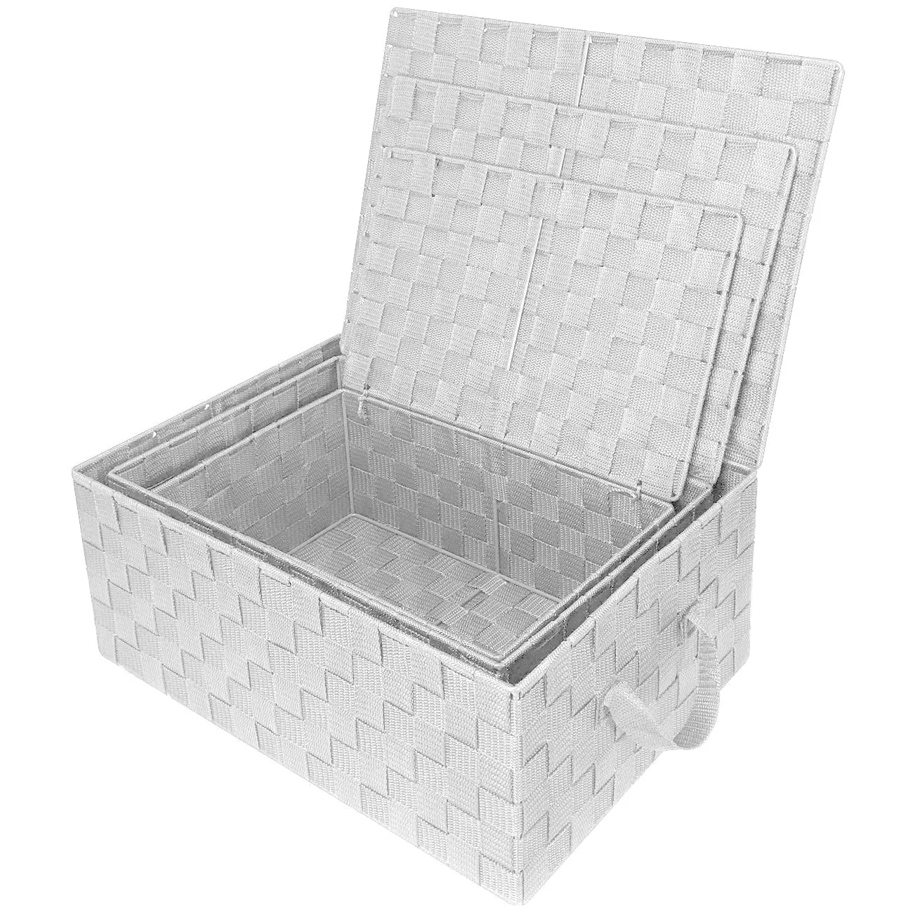 Storage Woven Basket with Lid (3 Pack)