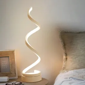 Stylish Swirl LED Table Lamp - Minimalist Acrylic Night Lighting for Bedroom in White