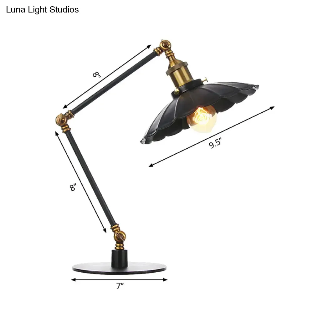 Stylish Vintage Adjustable Table Lamp with Metal Shade for Study Room - Black/Brass