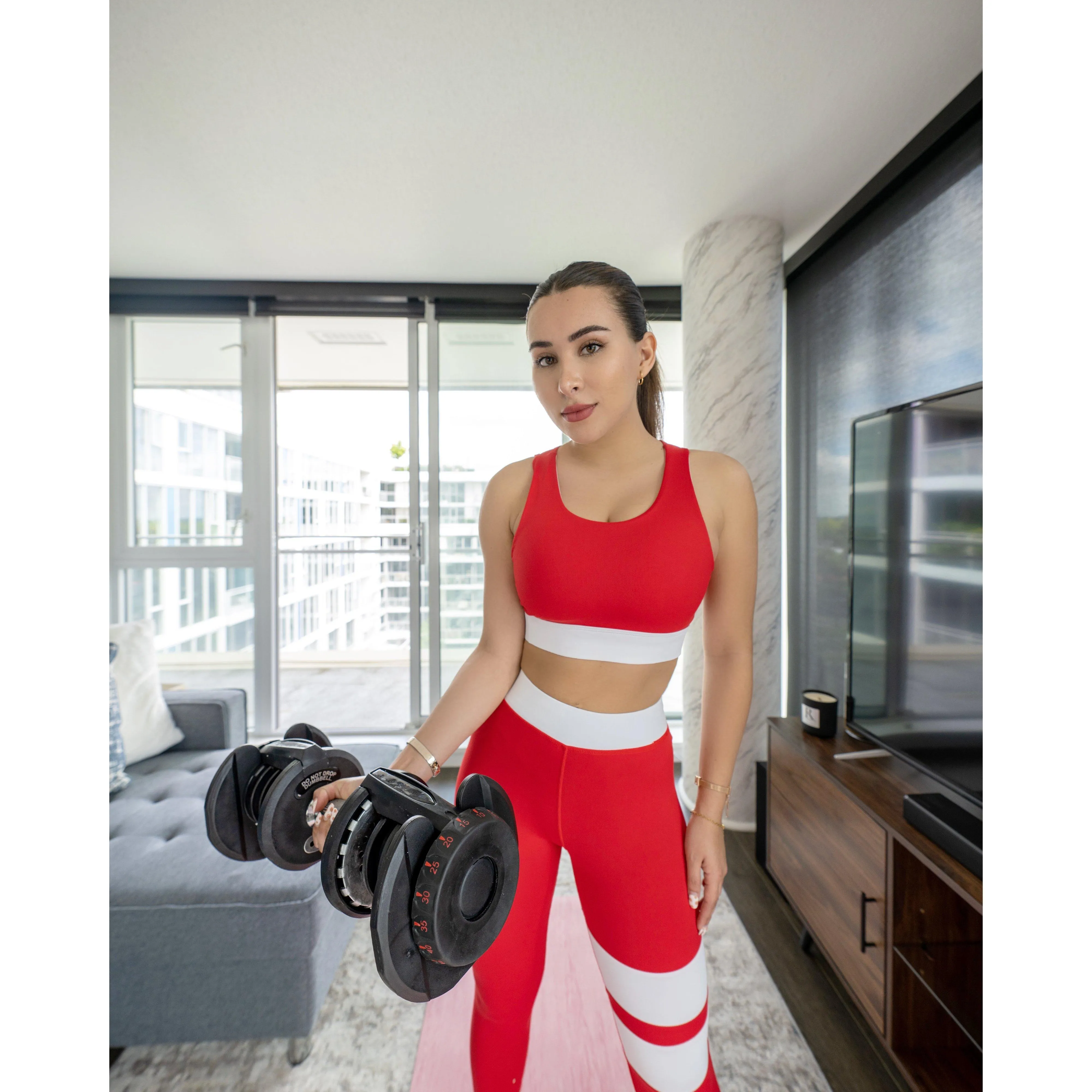 TechShark™ Adjustable Dumbbell Weight Set Fitness Training 90 LB Dumbbell