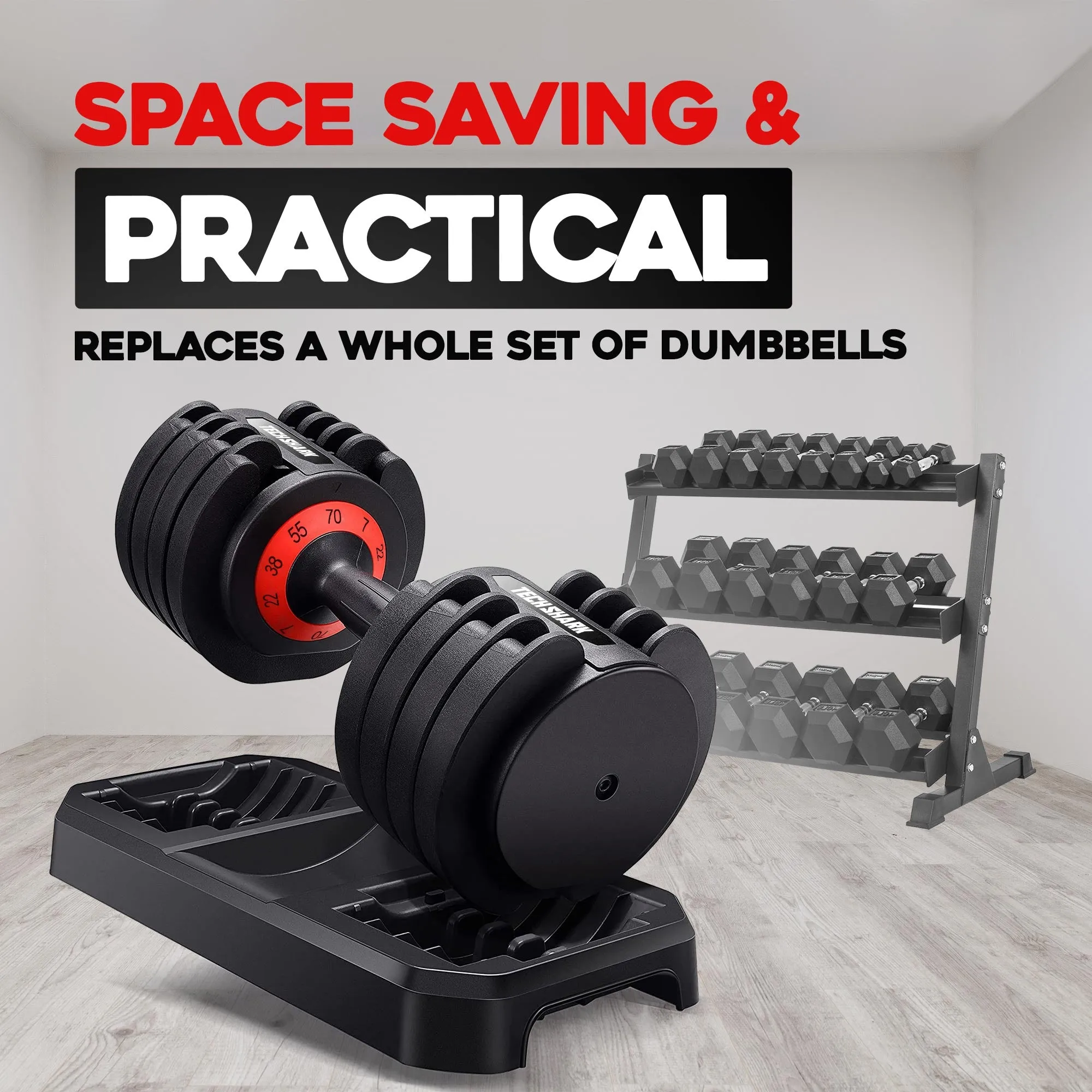 TechShark™ Twist 32 Adjustable Dumbbell 70 lbs