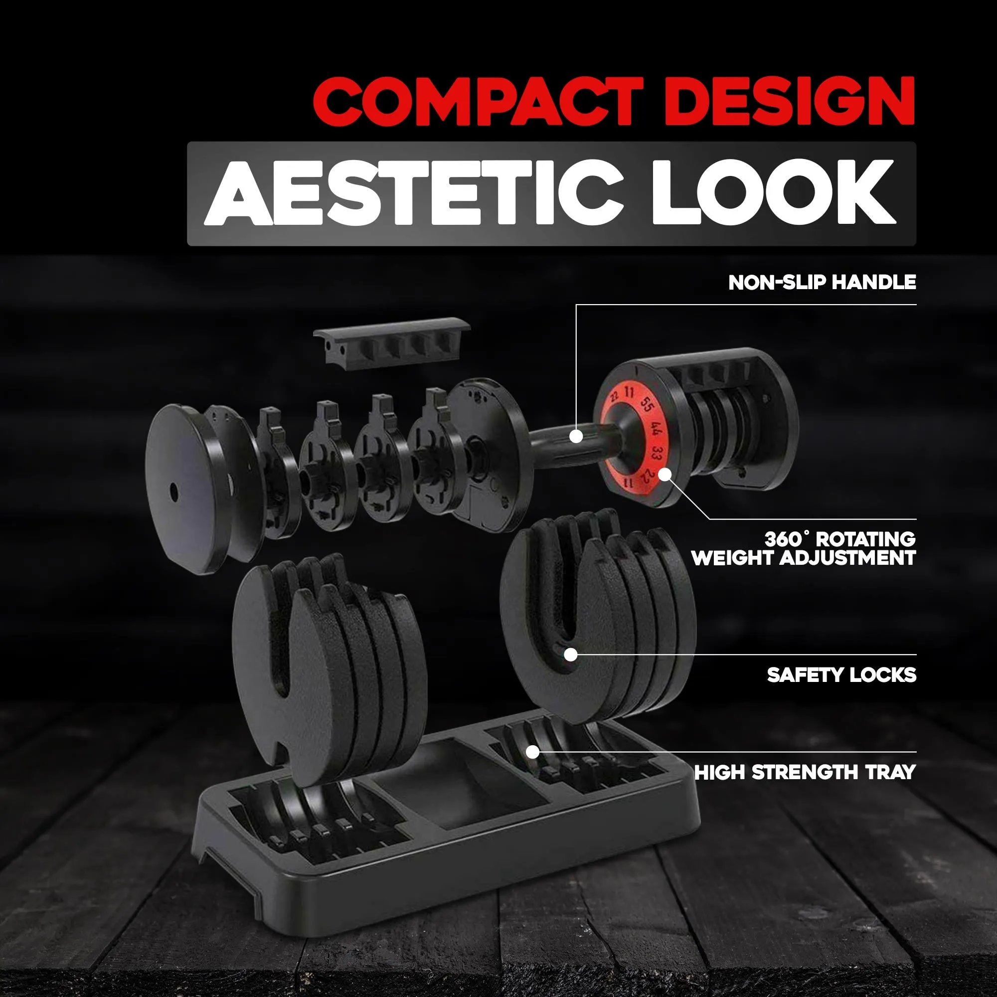 TechShark™ Twist 32 Adjustable Dumbbell 70 lbs