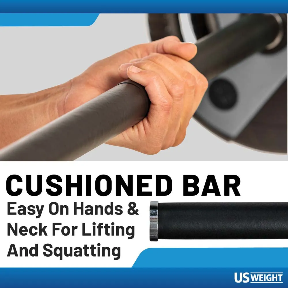 US Weight 43 LB Barbell Weight Set with 55" Adjustable Bar - Home Gym Strength Training Equipment