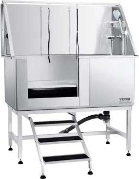 Vevor 50" Dog Grooming Tub Stainless Steel 330 Lbs. Capacity with Left Door and Stairs New