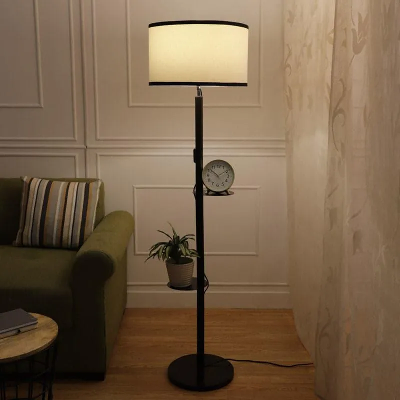 Walnut Musa Floor Lamp With Shelf