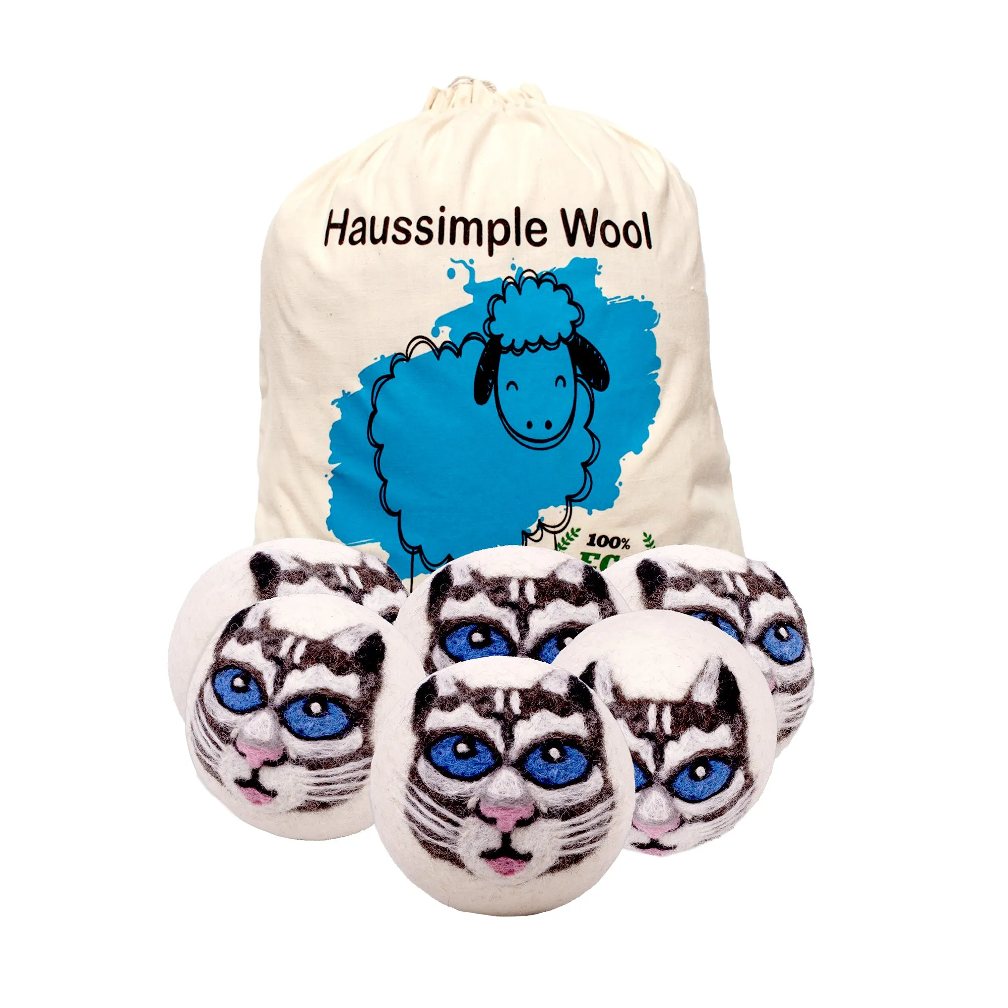 Wool Dryer Balls XL Organic Laundry Fabric Softener 6-Pack