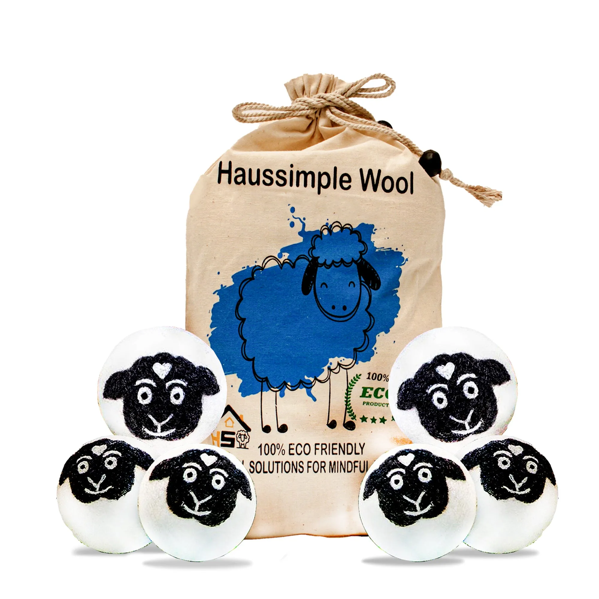 Wool Dryer Balls XL Organic Laundry Fabric Softener 6-Pack
