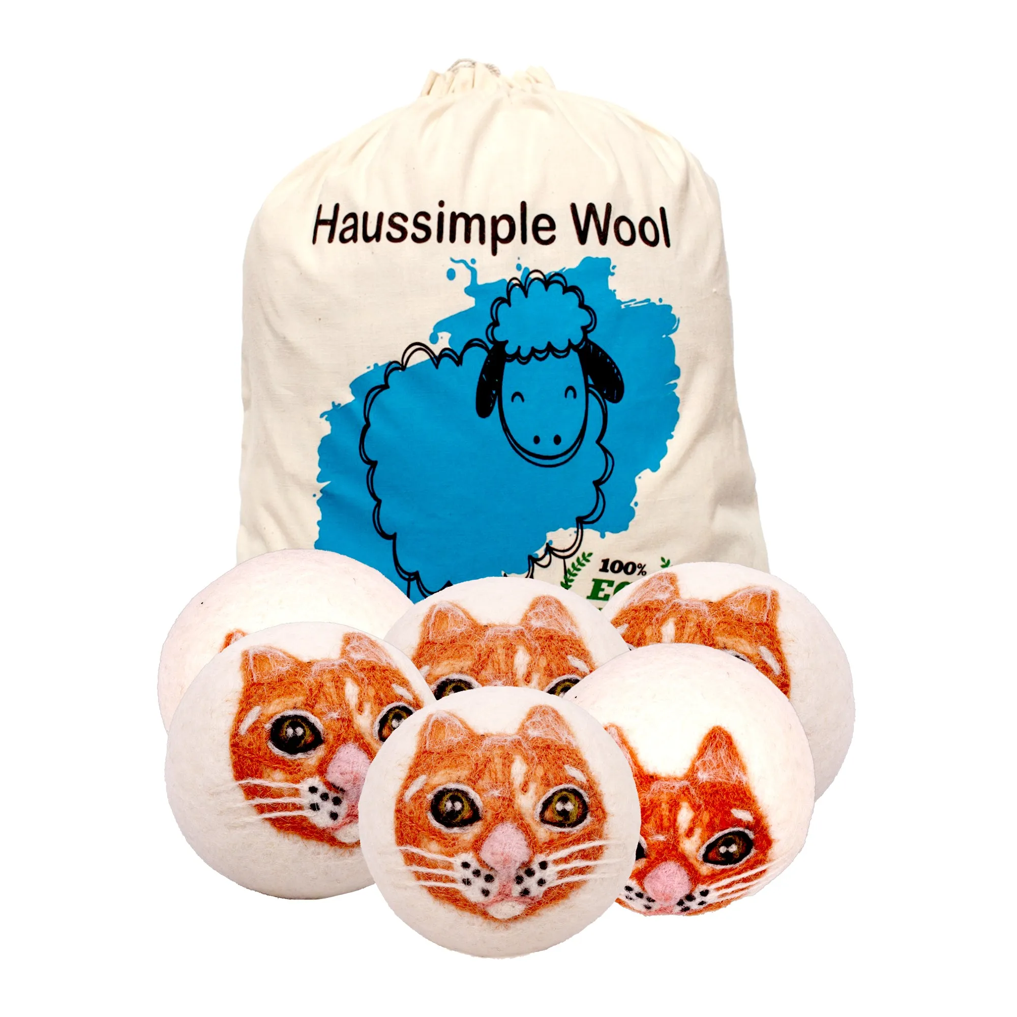 Wool Dryer Balls XL Organic Laundry Fabric Softener 6-Pack