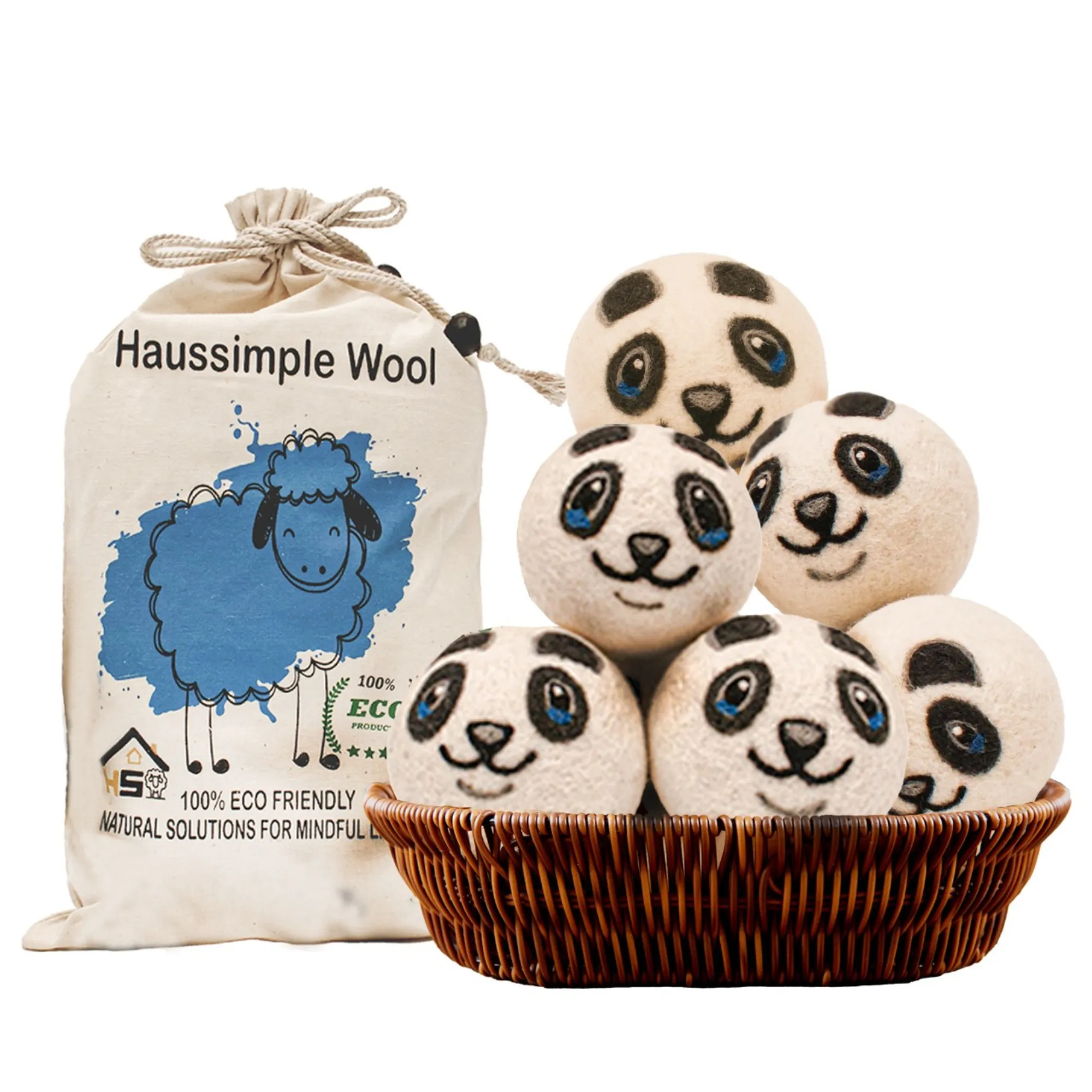 Wool Dryer Balls XL Organic Laundry Fabric Softener 6-Pack