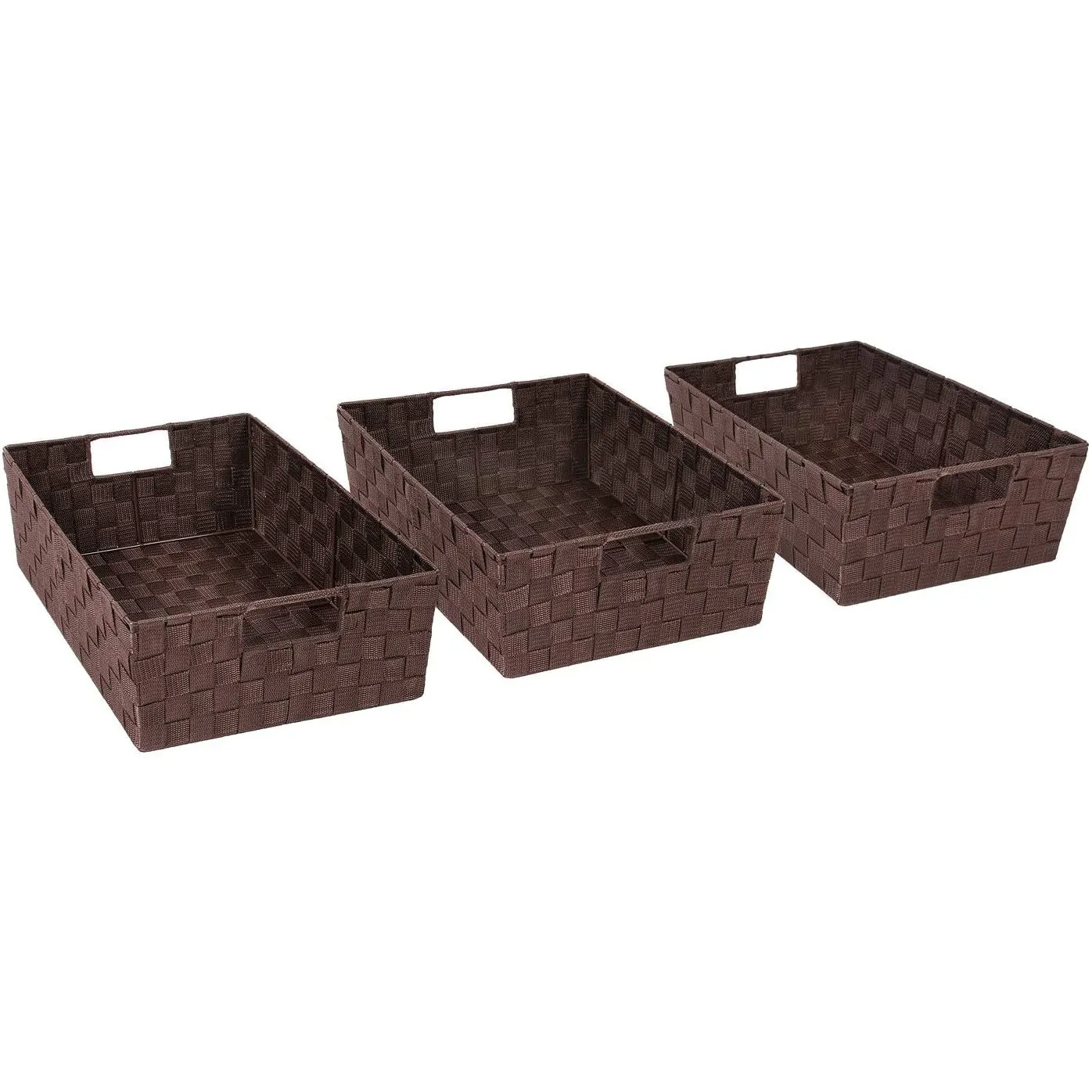 Woven tote basket with handles (3 Pack)