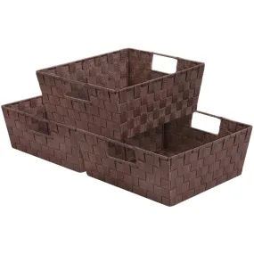 Woven tote basket with handles (3 Pack)